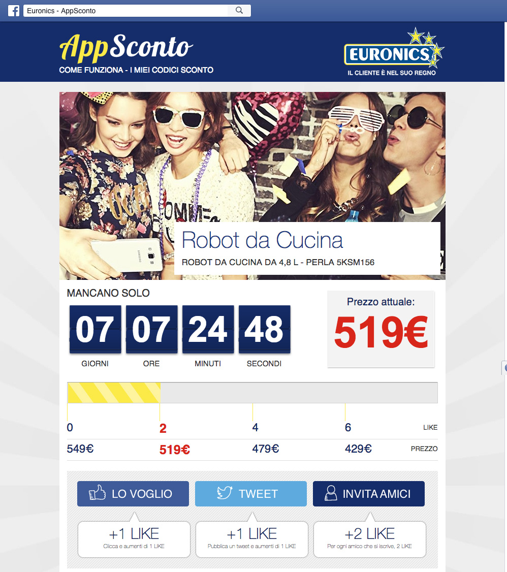 Applicazione Facebook Sconto
